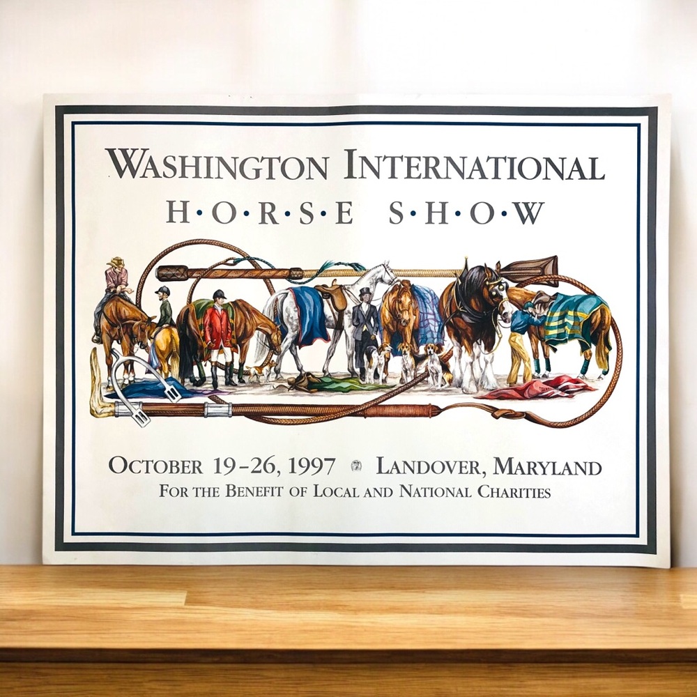 90s Washington International Horse Show Poster 24x32 Jane Gaston Art Equestrian